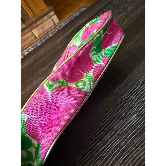 6/$25 Lilly Pulitzer for Estée Lauder Pink and Green Floral Cosmetic Makeup Bag - Picture 3 of 10